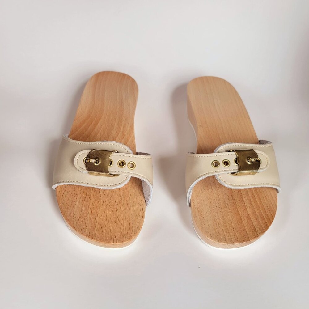 DR SCHOLL *STILE* WOODEN CLOGS